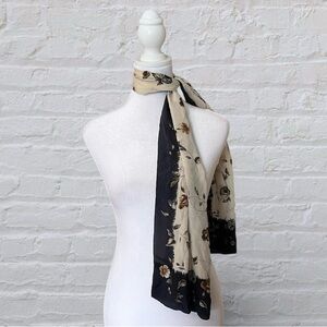 Vintage Liz Claiborne Silk Floral Rectangle Scarf 54.5" x 11"